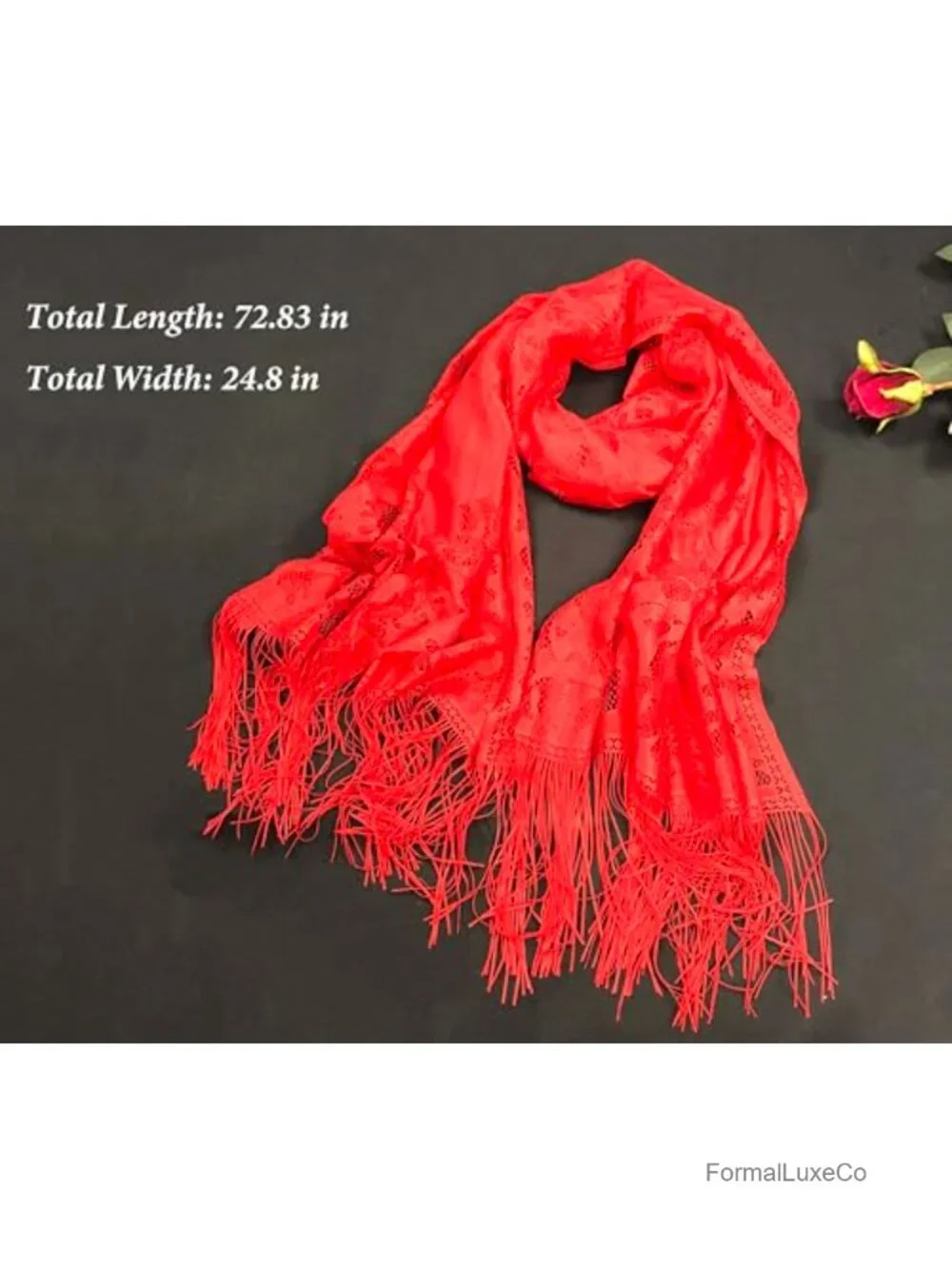 Lace Shawl Wrap with Fringe Evening Wedding Floral Party